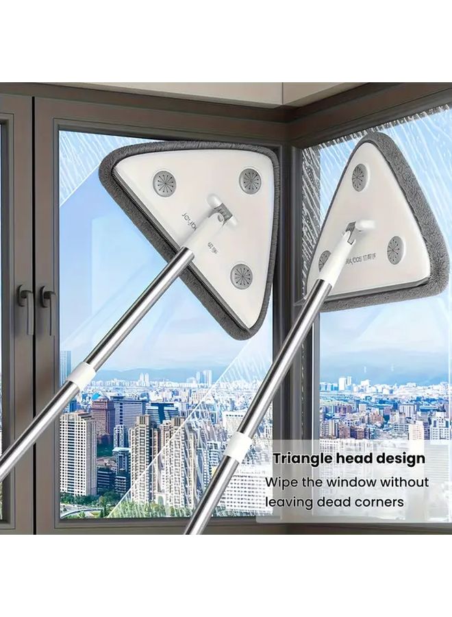 Joybos White 2 In 1 Telescopic Glass Cleaning Tool With Wiper Scraper And Squeegee For Indoor Outdoor Use - Image 2